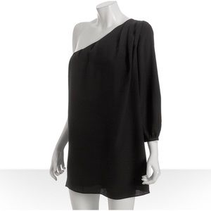 Elizabeth & James black silk one sleeve mini dress